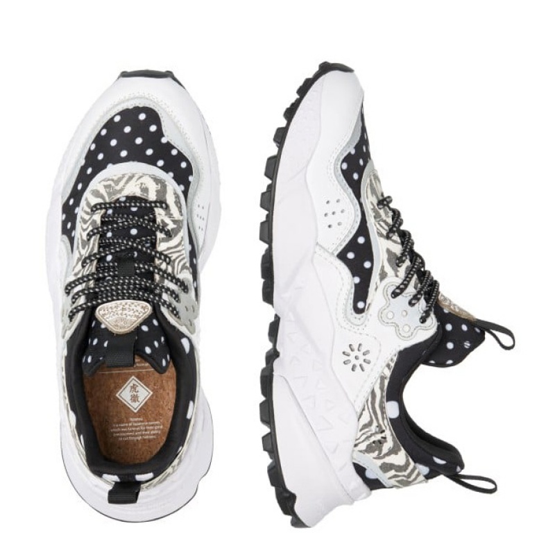 Women's Flower Mountain KOTETSU Sneakers Black / White | AUDWXZLS