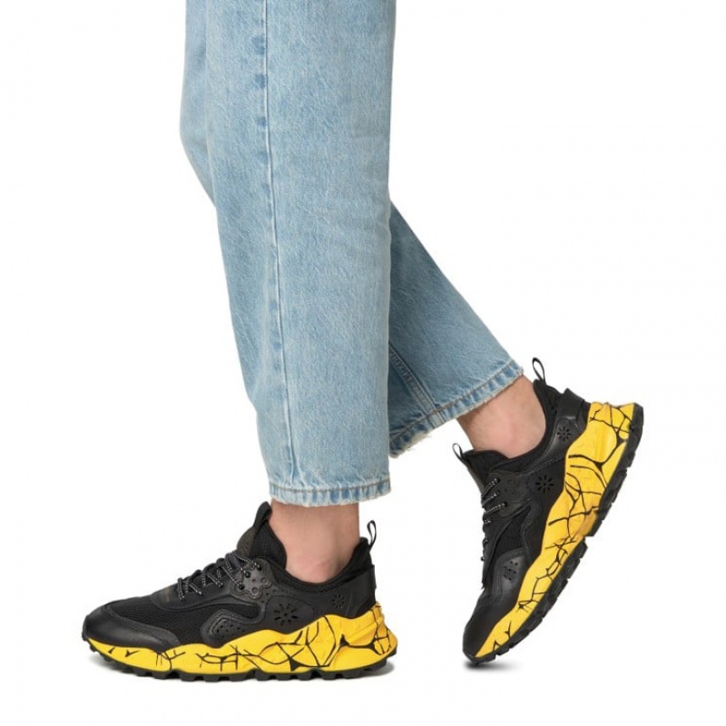 Women's Flower Mountain KOTETSU UNI Sneakers Black / Yellow | AUNUGEKT