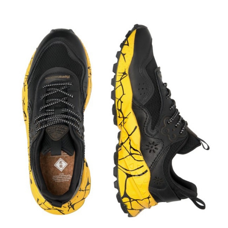 Women's Flower Mountain KOTETSU UNI Sneakers Black / Yellow | AUNUGEKT