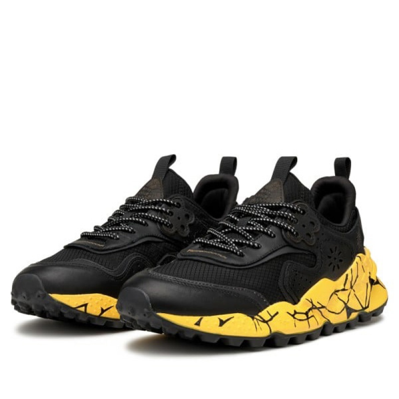 Women's Flower Mountain KOTETSU UNI Sneakers Black / Yellow | AUNUGEKT