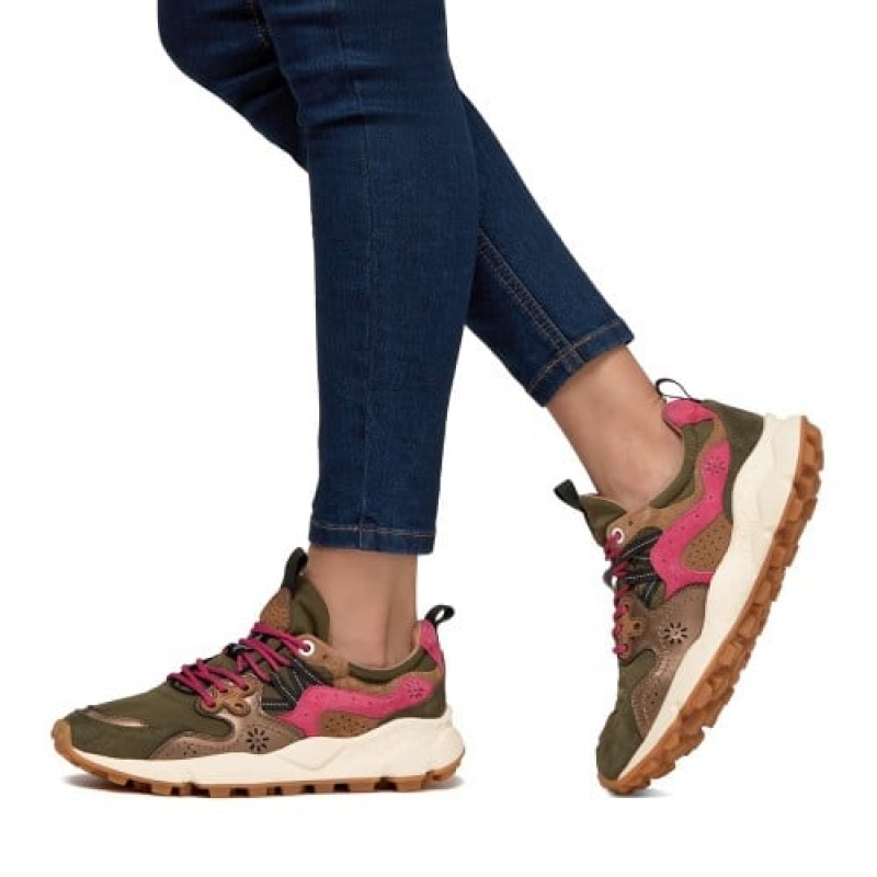 Women's Flower Mountain YAMANO 3 Sneakers Brown / Pink | AUCRQGAK