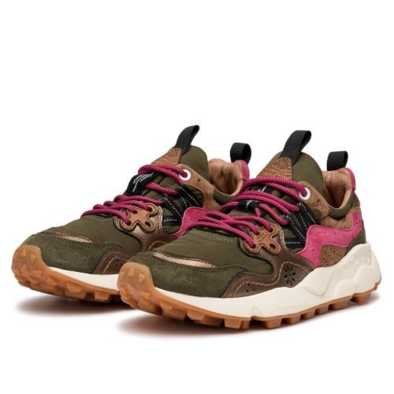 Women's Flower Mountain YAMANO 3 Sneakers Brown / Pink | AUCRQGAK